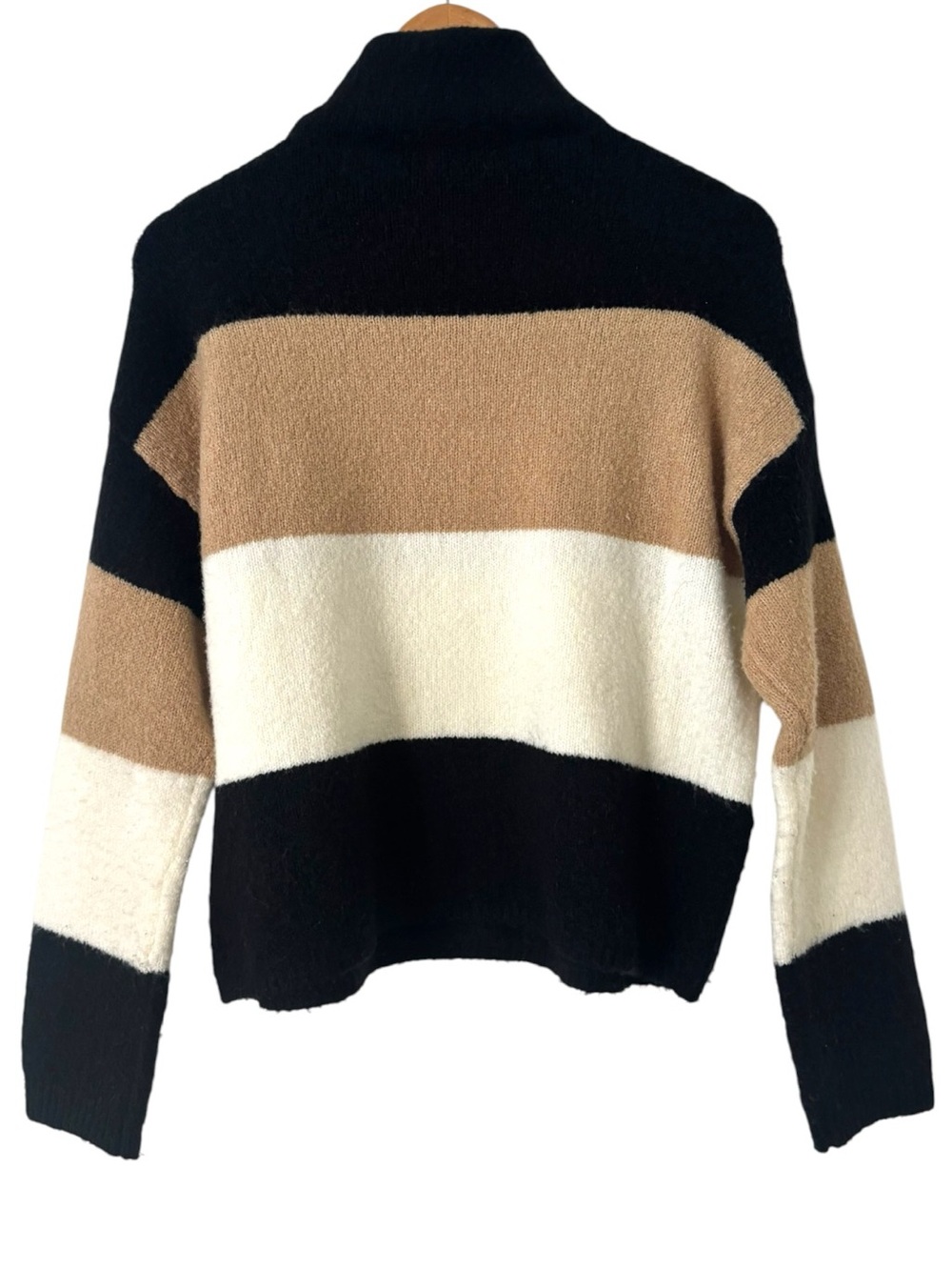Aqua Colorblock Striped Wool Blend Turtleneck Sweater - Picture 3 of 4
